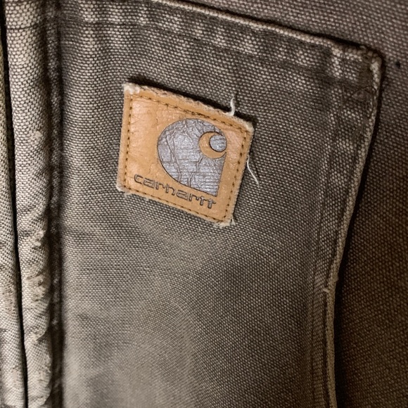 Carhartt Vintage Dark Brown Distressed Coat with Hood Size L - Picture 3 of 8